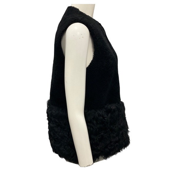 LOEFFLER RANDALL BLACK LAMB SHEARLING FUR VEST - Picture 2 of 4